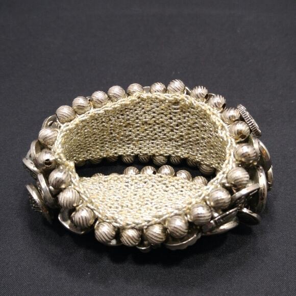 Women's Button Covered Wide Stretch Bracelet, 5 1/2 Inches Plus Stretch - Picture 7 of 8